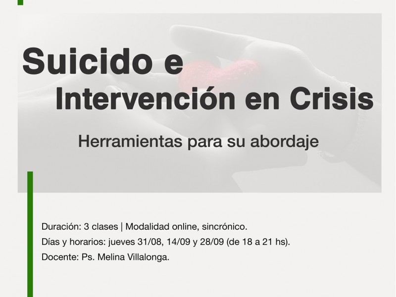 Suicidio e Intervención en Crisis ONLINE (agosto-septiembre 2023)